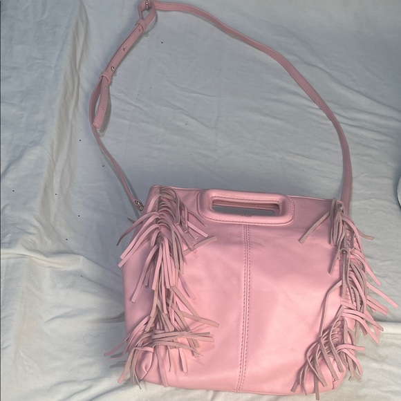 Maje Pink Fringe Shoulder Bag - Picture 2 of 5